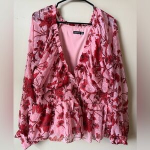 Floral Sheer Long Sleeve Blouse